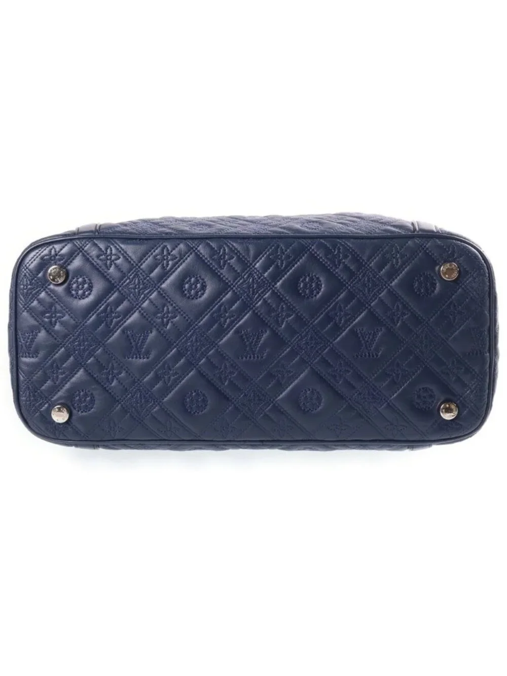 Louis Vuitton Monogram Antia Ixia MM 2-Way Shoulder Bag Navy Leather Silver